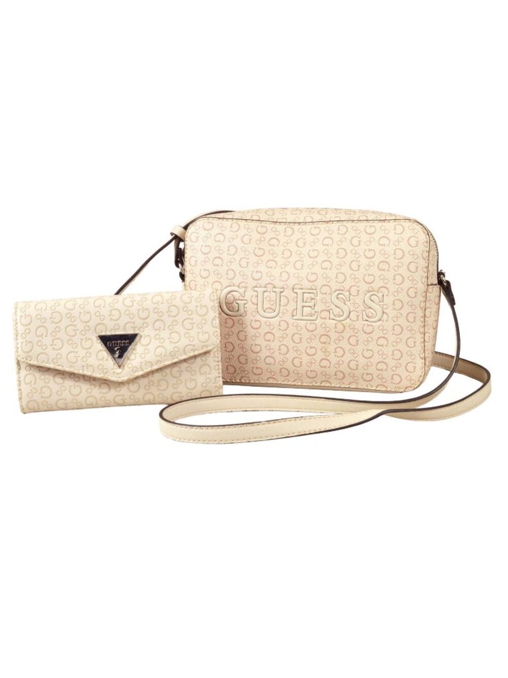 Guess Faux Leather Crossbody and Embossed Signature Wallet Set Nice!